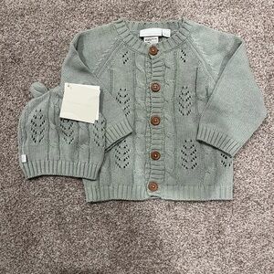 Elegant Kids' Knit Cardigan and Hat Set
